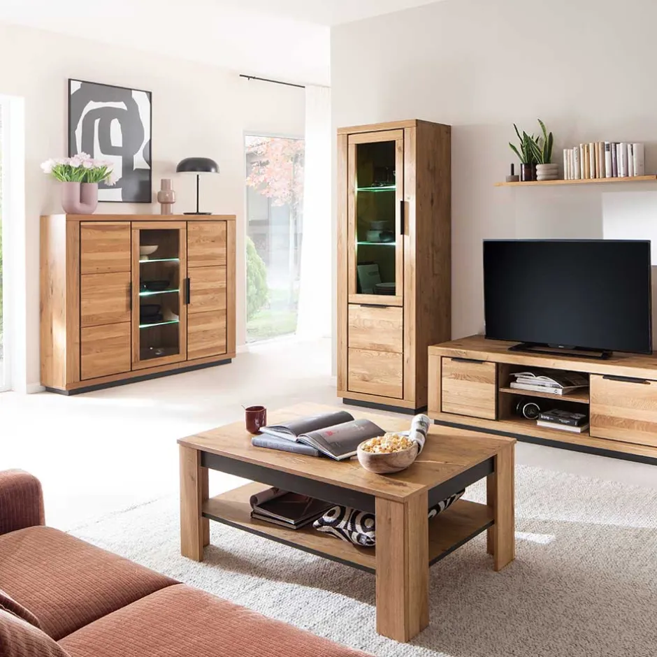 Wohnen 3-türiger Wohnzimmerschrank 153x142x40 cm - Vlacoma