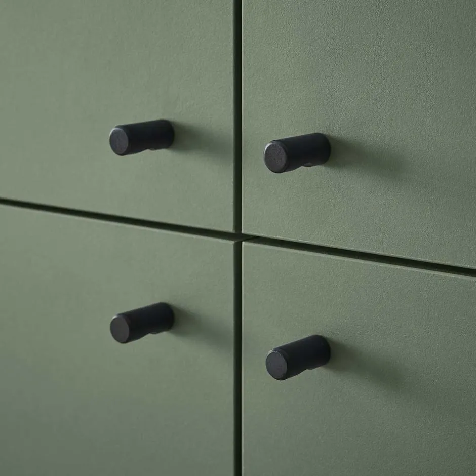 4-türiges Highboard in Graugrün und Wildeiche - Oliva^Wohnen Sale