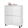 Wohnen 4-türiges Highboard in Weiß mit Schwarz - Atela