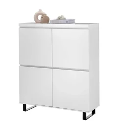 Wohnen 4-türiges Highboard in Weiß mit Schwarz - Atela