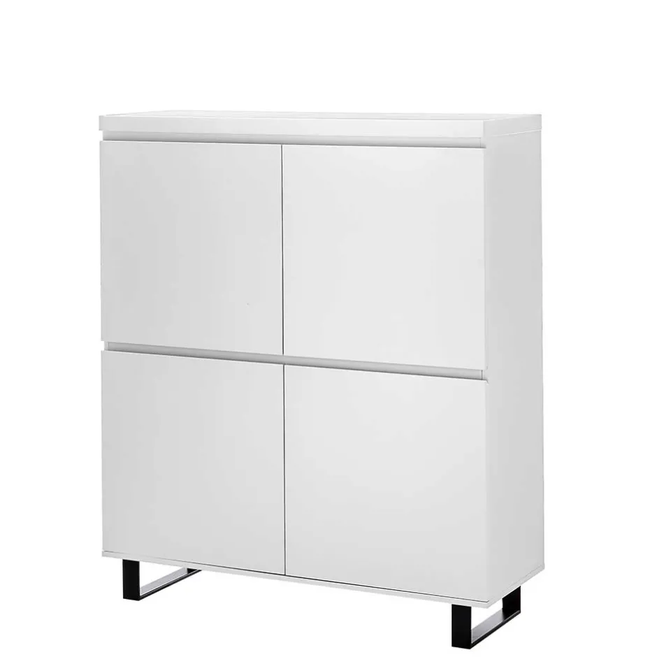 Wohnen 4-türiges Highboard in Weiß mit Schwarz - Atela