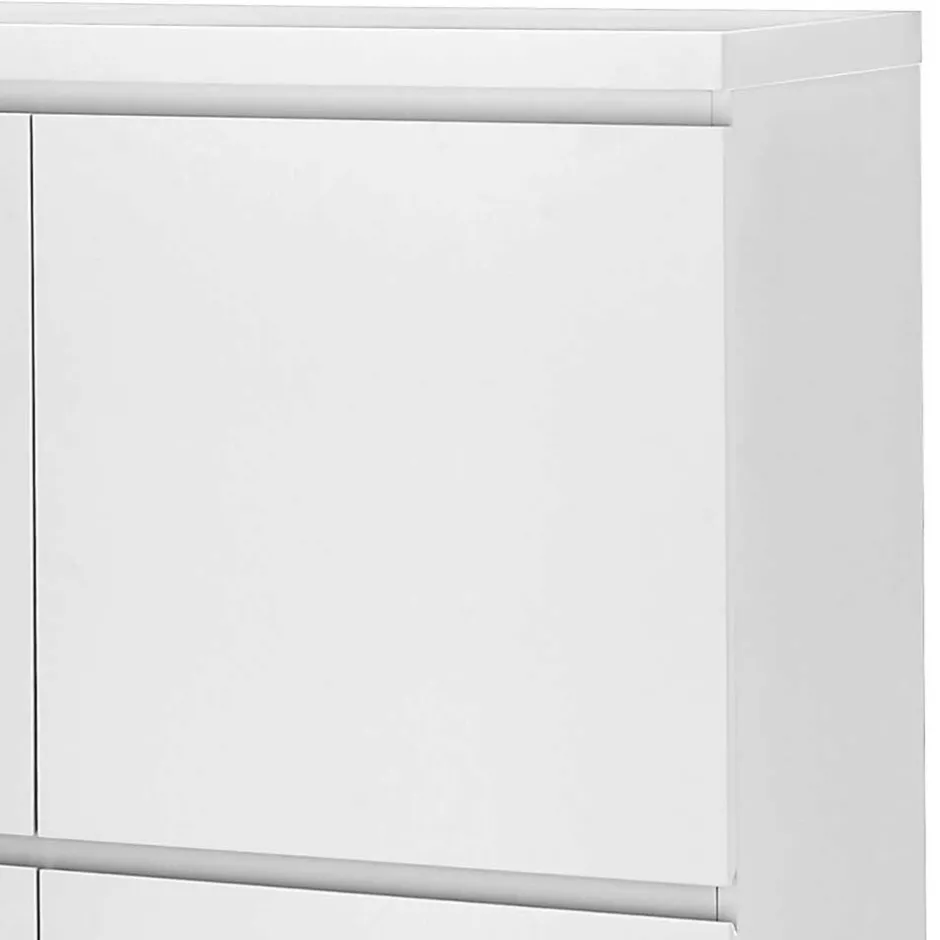 Wohnen 4-türiges Highboard in Weiß mit Schwarz - Atela