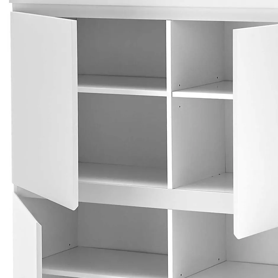Wohnen 4-türiges Highboard in Weiß mit Schwarz - Atela
