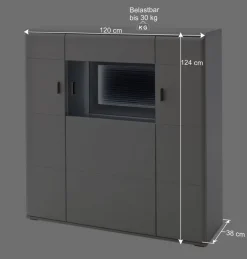 3-türiges Highboard mit Glas Einsatz in Weiß - Hazime^Wohnen Hot