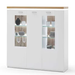 3-türiges Highboard Vitrine beleuchtet LED - Caldri^Wohnen Online