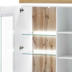 3-türiges Highboard Vitrine beleuchtet LED - Caldri^Wohnen Online