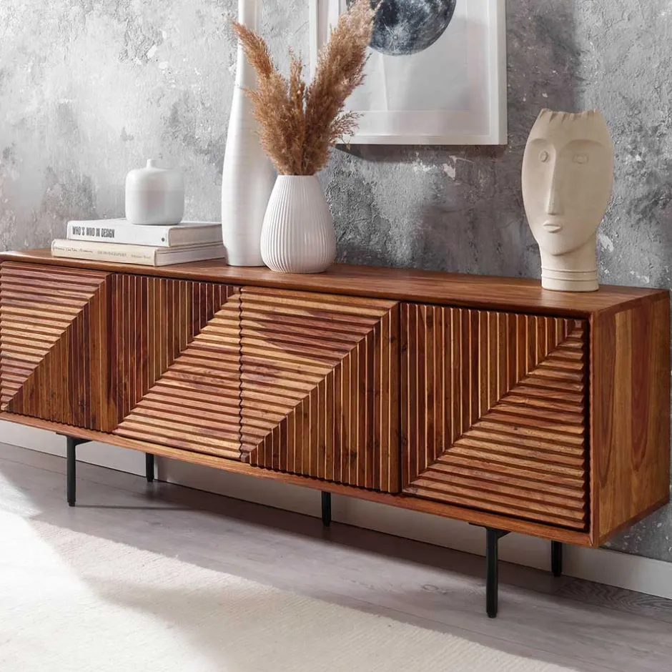 4-türiges Massivholz Sideboard 140 cm breit - Surin^Wohnen Sale