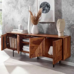 4-türiges Massivholz Sideboard 140 cm breit - Surin^Wohnen Sale