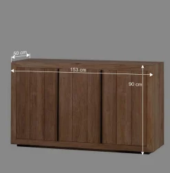 3-türiges Sideboard aus Teak Massivholz - Myons^Wohnen Outlet