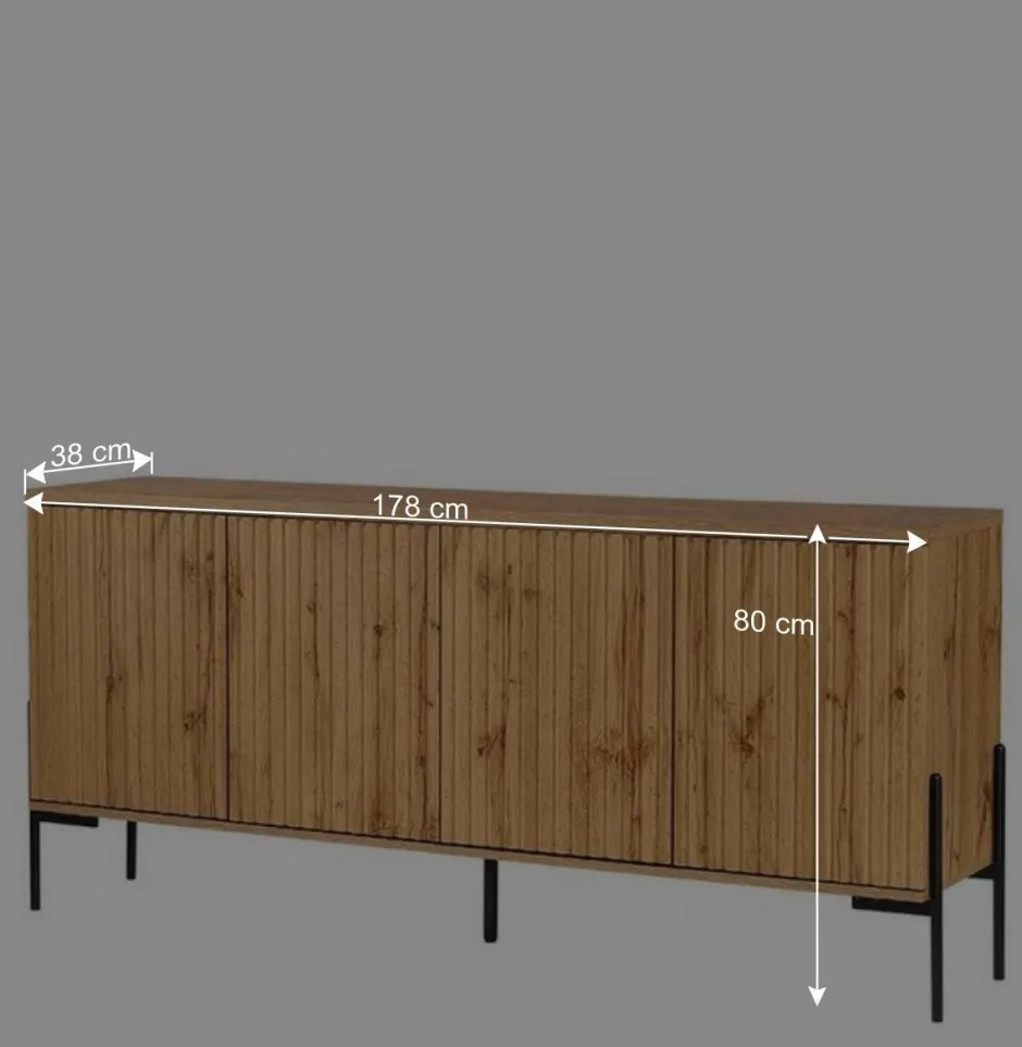 Wohnen 4-türiges Sideboard im Skandi Design - Elastian