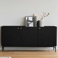 Wohnen 3-türiges Sideboard in Schwarz - Hemorian