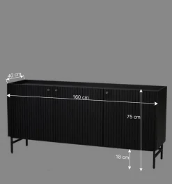 Wohnen 3-türiges Sideboard in Schwarz - Hemorian
