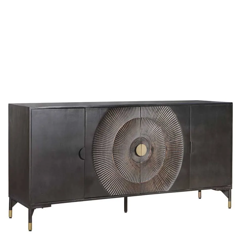 4-türiges Sideboard in Schwarz und Messing - Alkatar^Wohnen Clearance