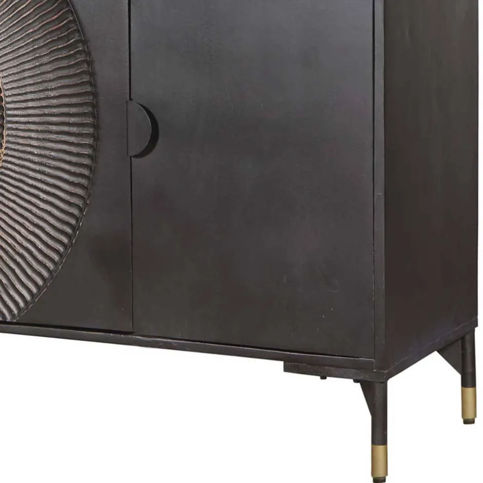 4-türiges Sideboard in Schwarz und Messing - Alkatar^Wohnen Clearance