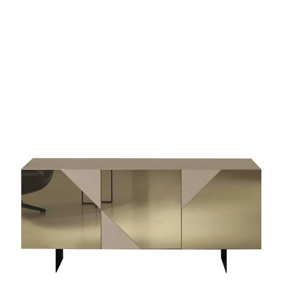 3-türiges Sideboard mit Spiegelglas in Bronze - Razepta^Wohnen Hot