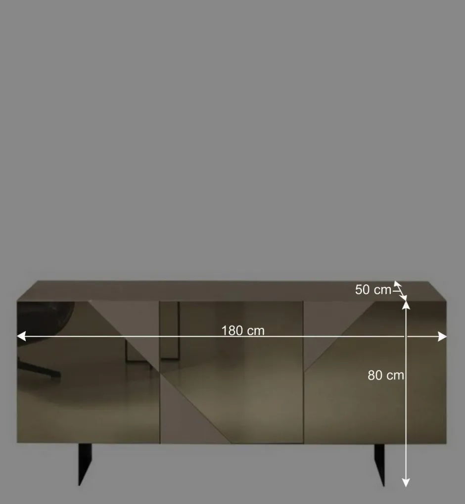 3-türiges Sideboard mit Spiegelglas in Bronze - Razepta^Wohnen Hot