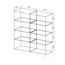 4-türiges Skandi Highboard in Weiß & Eiche - Cablos^Wohnen