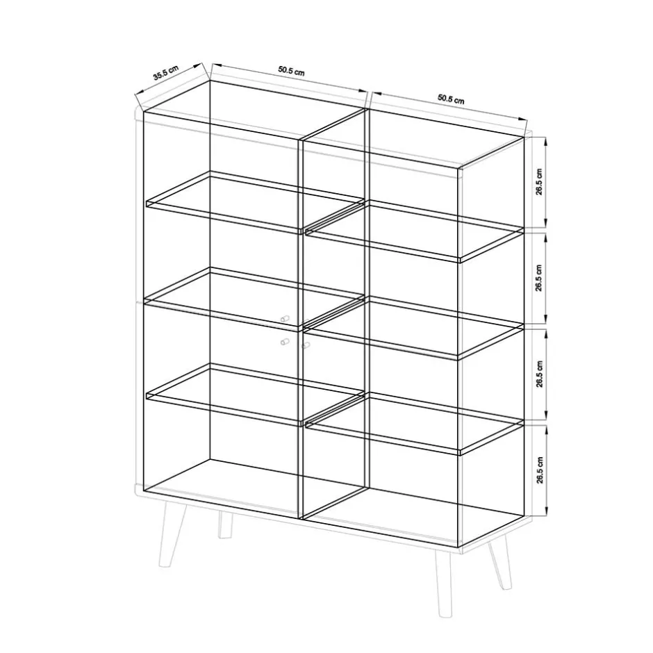 4-türiges Skandi Highboard in Weiß & Eiche - Cablos^Wohnen