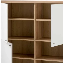 4-türiges Skandi Highboard in Weiß & Eiche - Cablos^Wohnen
