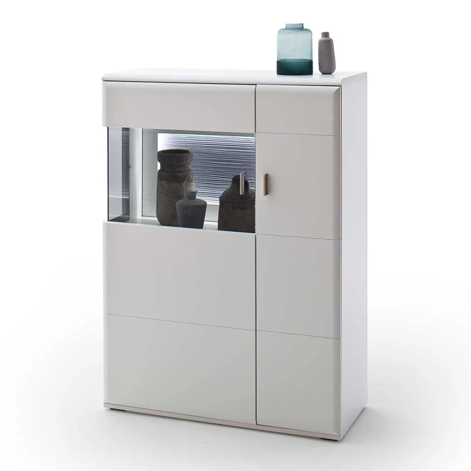 Wohnen 2-türiges Wohnzimmer Highboard in Weiß & Anthrazit - Hazime