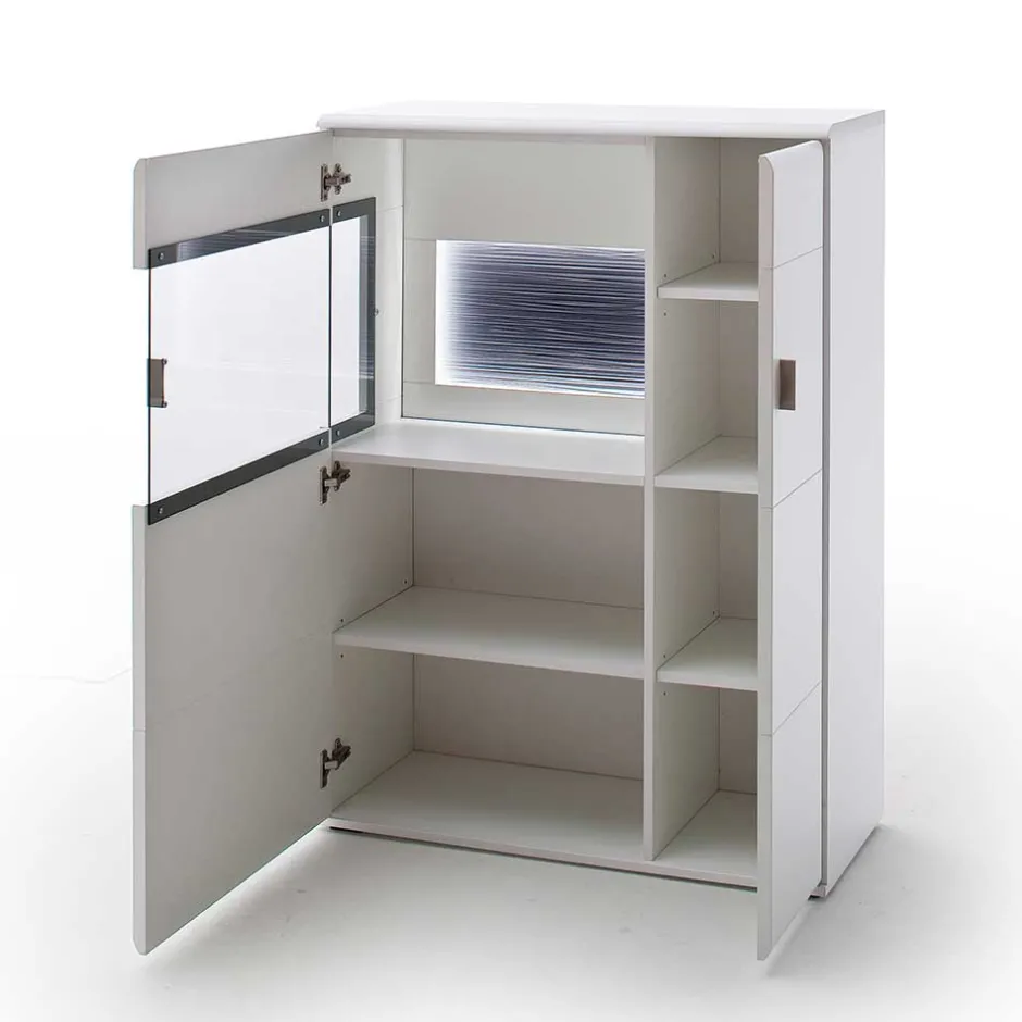 Wohnen 2-türiges Wohnzimmer Highboard in Weiß & Anthrazit - Hazime