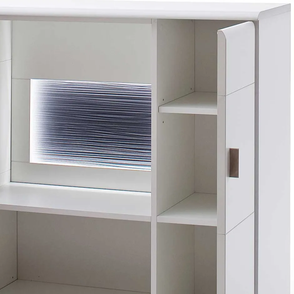 Wohnen 2-türiges Wohnzimmer Highboard in Weiß & Anthrazit - Hazime