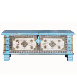 Truhe in Blau Antikweiß Bronze Braun - Olavio^Wohnen Clearance