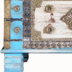 Truhe in Blau Antikweiß Bronze Braun - Olavio^Wohnen Clearance