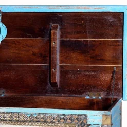 Truhe in Blau Antikweiß Bronze Braun - Olavio^Wohnen Clearance