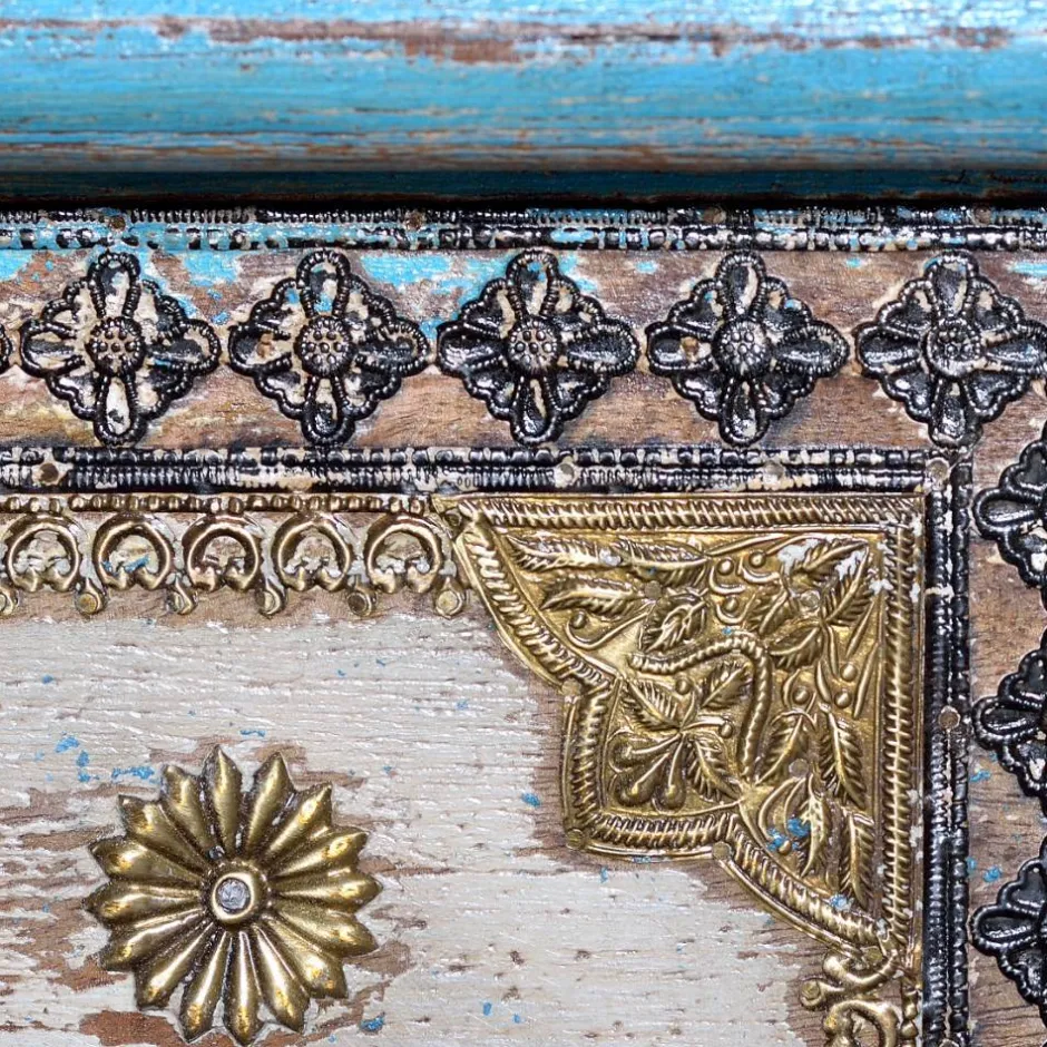 Truhe in Blau Antikweiß Bronze Braun - Olavio^Wohnen Clearance