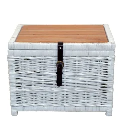 Wohnen Truhe Wohnzimmertisch aus Rattan Weiß - Jacopo