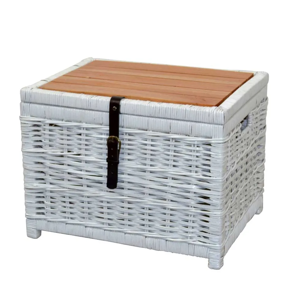 Wohnen Truhe Wohnzimmertisch aus Rattan Weiß - Jacopo