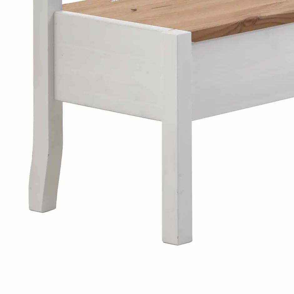 Wohnen Truhen Eckbank Lugon in Weiß mit Braun