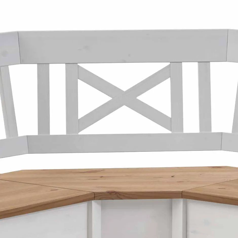 Wohnen Truhen Eckbank Lugon in Weiß mit Braun