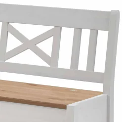 Wohnen Truhen Eckbank Lugon in Weiß mit Braun