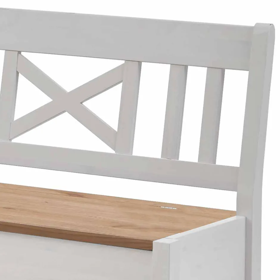 Wohnen Truhen Eckbank Lugon in Weiß mit Braun