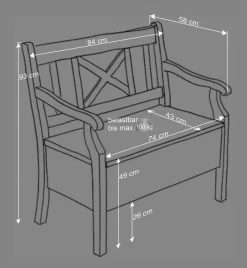 Wohnen Truhenbank mit Armlehnen Jytte aus Kiefernholz