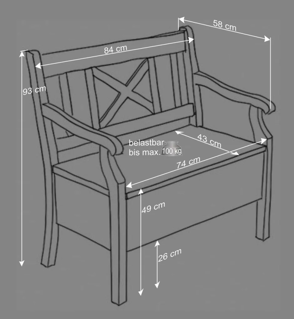 Wohnen Truhenbank mit Armlehnen Jytte aus Kiefernholz