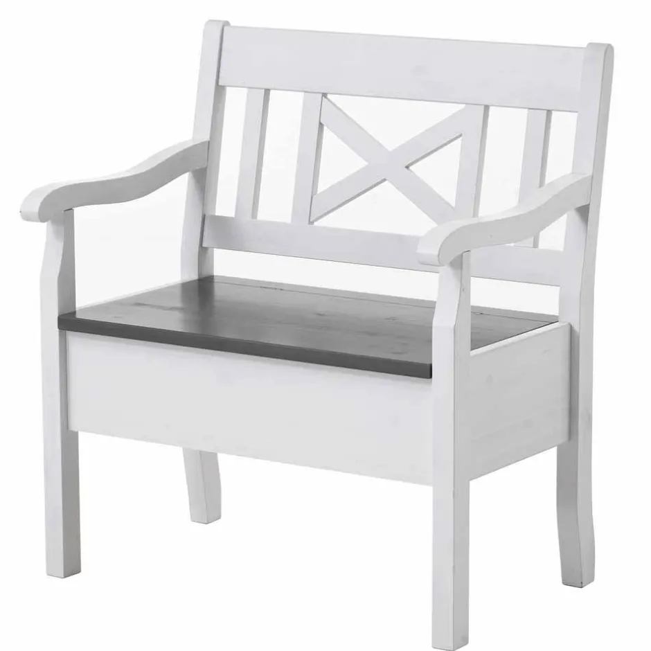 Wohnen Truhenbank Yoan in Grau Weiß