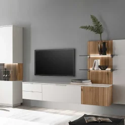 Wohnen TV Anbauwand Designmöbel Set - Miloris (dreiteilig)