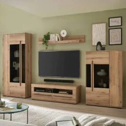 Wohnen TV Anbauwand in Eiche - Brocus (vierteilig)