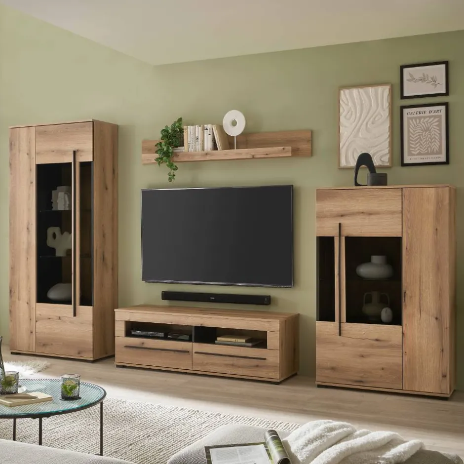 Wohnen TV Anbauwand in Eiche - Brocus (vierteilig)