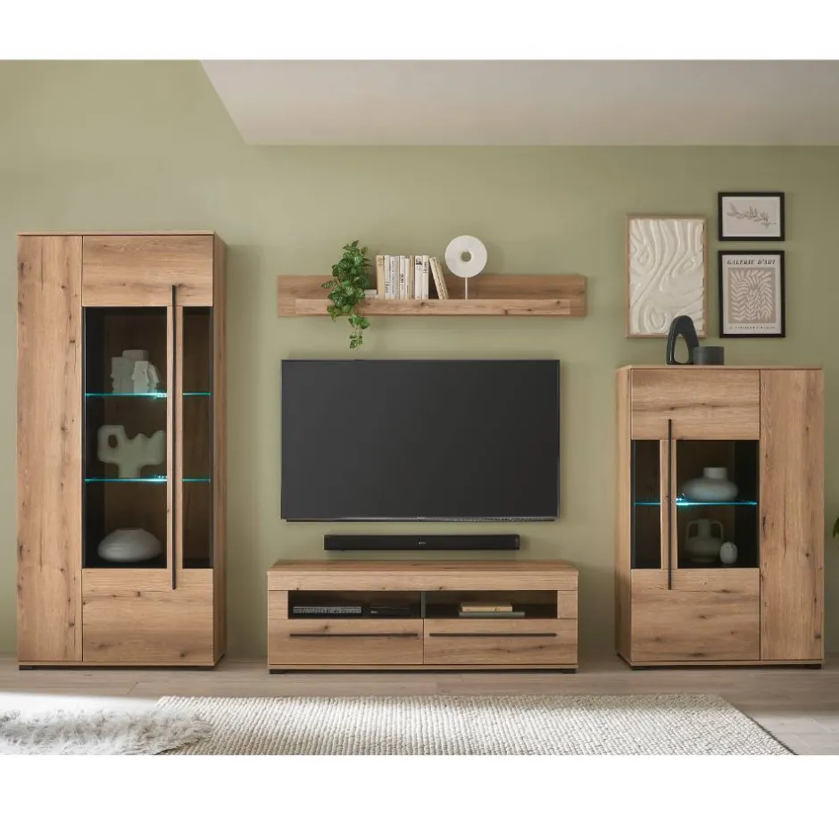 Wohnen TV Anbauwand in Eiche - Brocus (vierteilig)