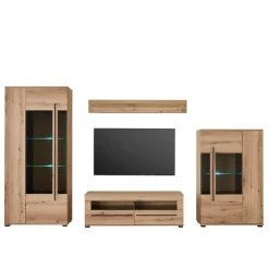 Wohnen TV Anbauwand in Eiche - Brocus (vierteilig)