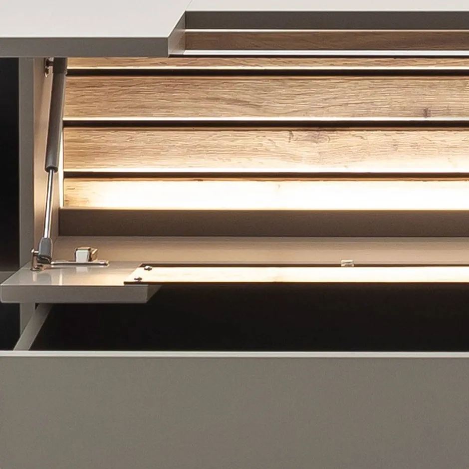 Wohnen TV Anbauwand Möbel in Grau - Teorina (dreiteilig)