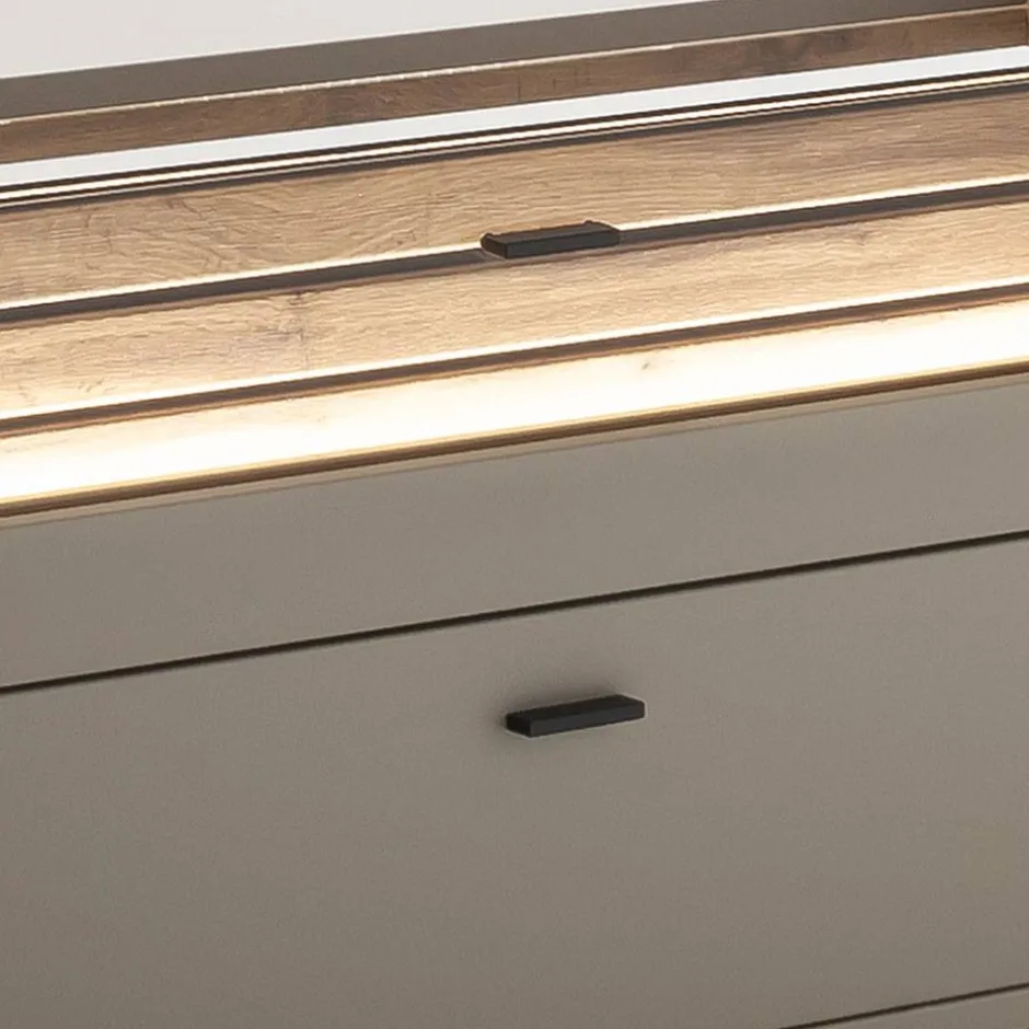 Wohnen TV Anbauwand Möbel in Grau - Teorina (dreiteilig)