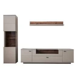 Wohnen TV Anbauwand Möbel in Grau - Teorina (dreiteilig)