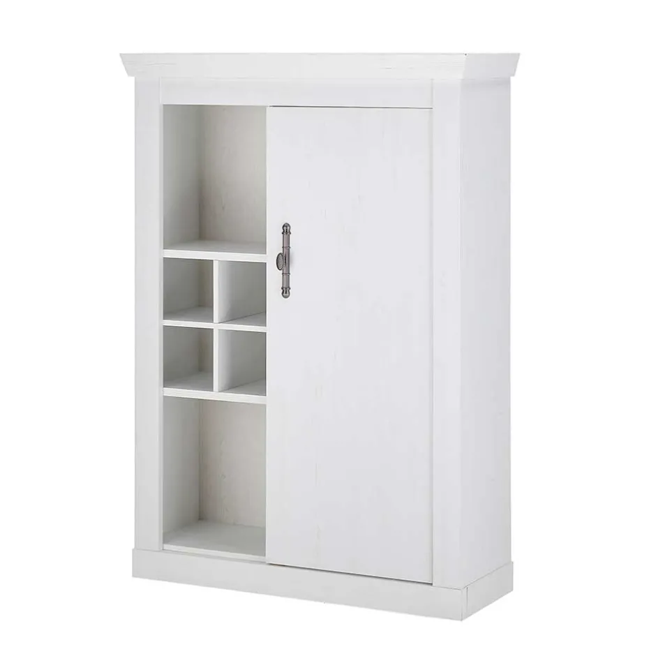 Wohnen TV Anbauwand Set in weißer Holzoptik Pinie - Liancos (vierteilig)