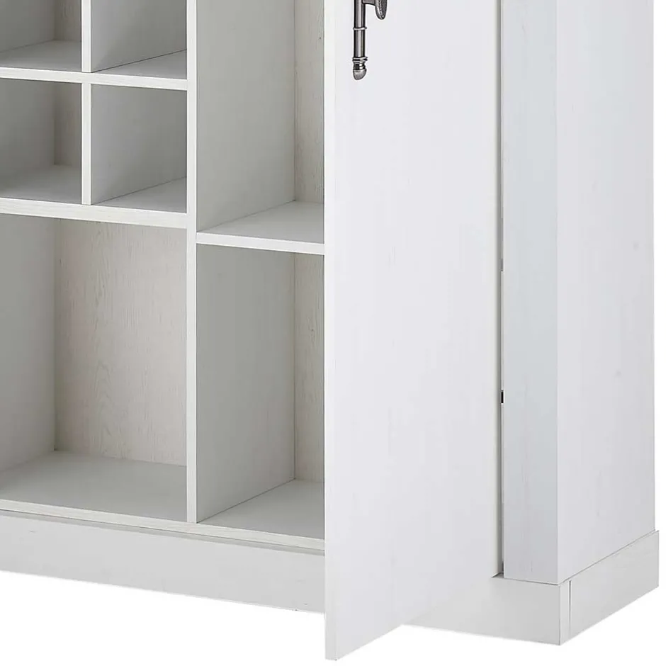 Wohnen TV Anbauwand Set in weißer Holzoptik Pinie - Liancos (vierteilig)