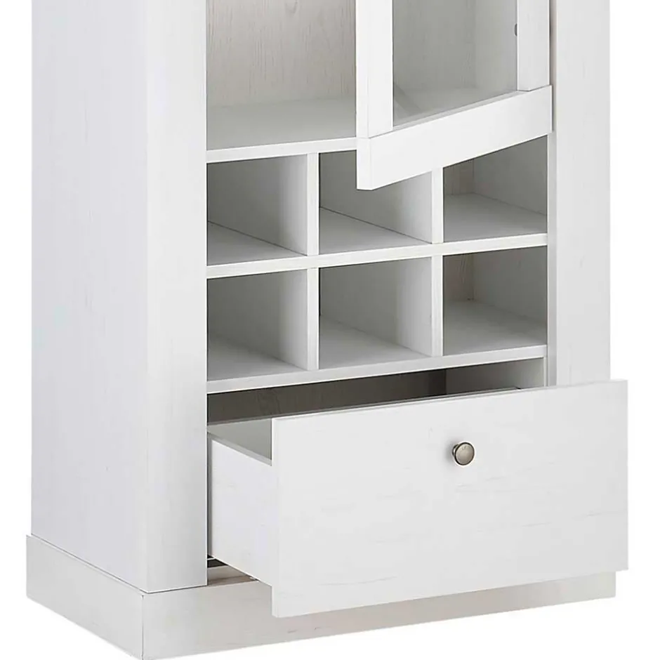 Wohnen TV Anbauwand Set in weißer Holzoptik Pinie - Liancos (vierteilig)